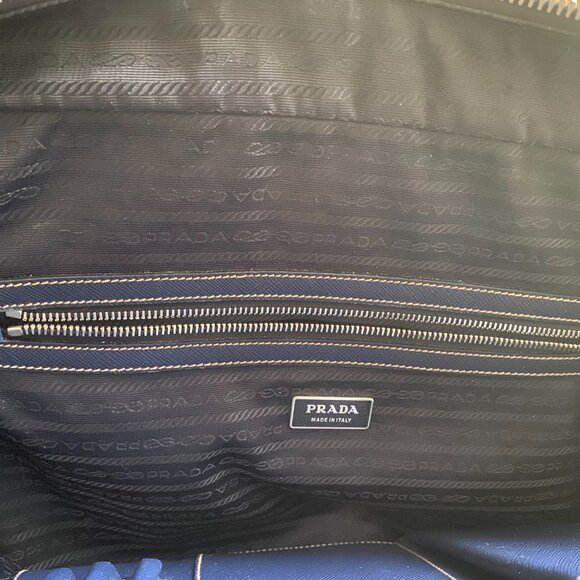 Prada Navy Blue Lux Saffiano Leather Luggage Bag w/Luggage Tag - Picture 9 of 12